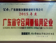 友情漆獲得廣東省“守合同重信用企業(yè)”榮譽(yù)